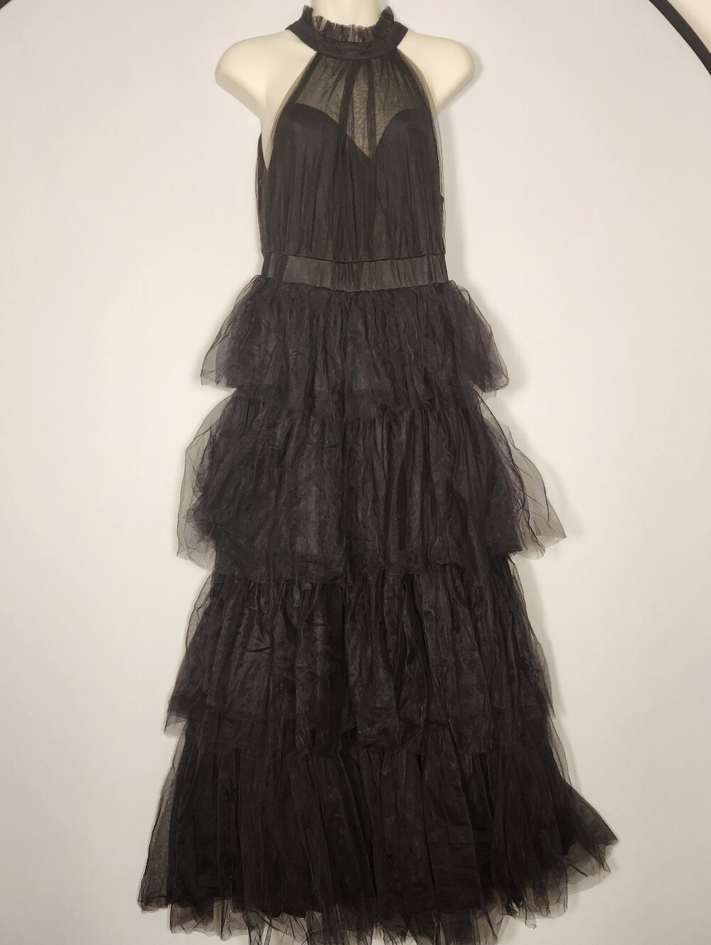 NWT Petal & Pup Francis Halter Neck Black chiffon Maxi dress $109 - Picture 3 of 9